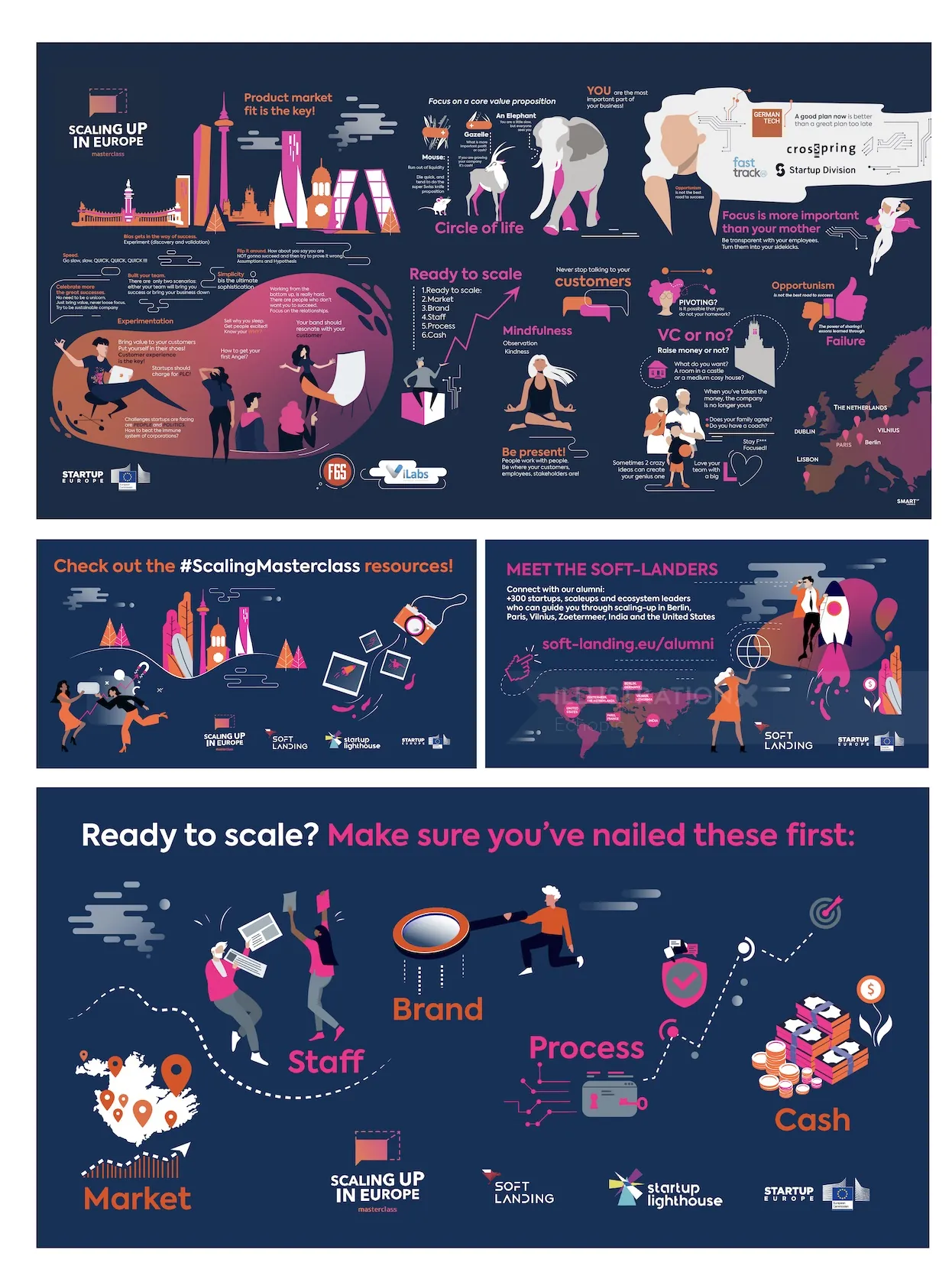 Infographic showing steps and tips for business scaling by Echopic