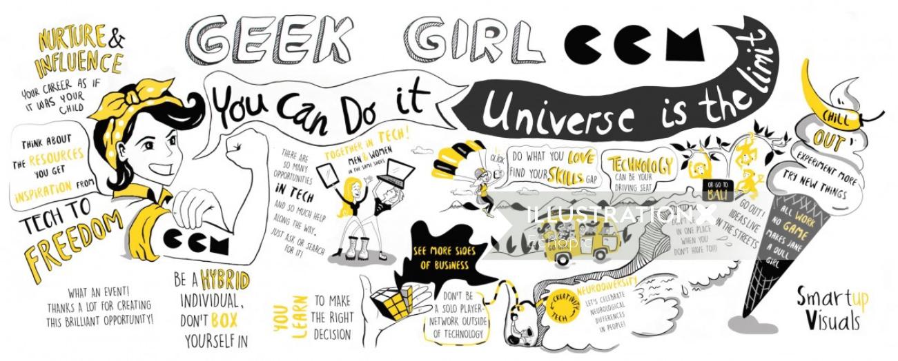 Cartaz de escrita ao vivo de Geek Girl Meetup