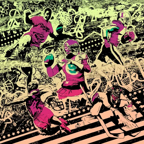 Ede Studio illustration of football players in a dynamic collage