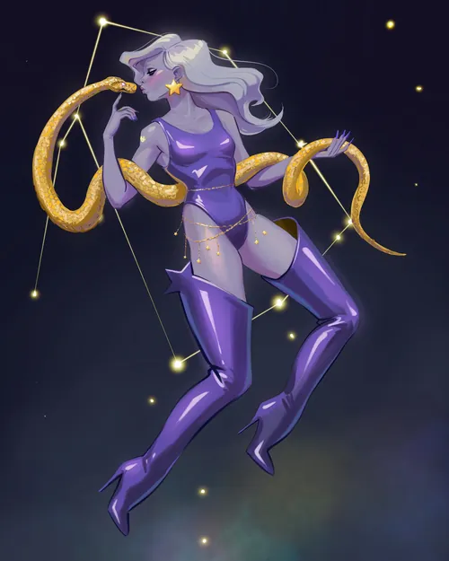 Illustration of Ophiuchus, zodiac constellation, by Ede Studio