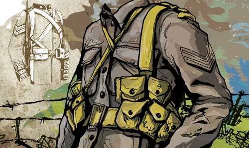 Illustration of WW1 soldier uniform with gear by Ede Studio