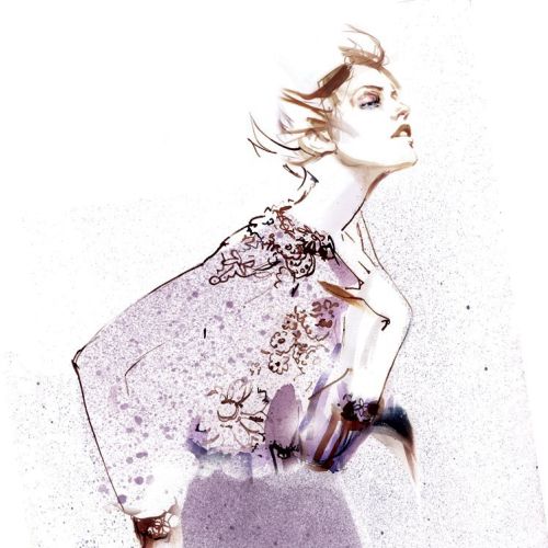Watercolour drawing of a fashion girl