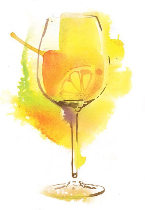 Watercolor illustration of cocktail