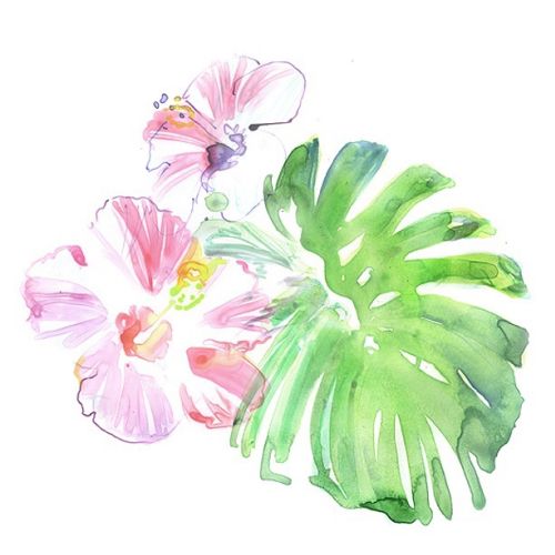 Watercolor painting of tropical flowers