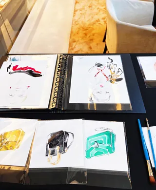 Illustrations of Bulgari jewelry and faces by Elise Lee Live Event Drawing