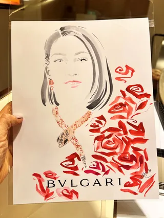 Elise live drawing session at Bulgari