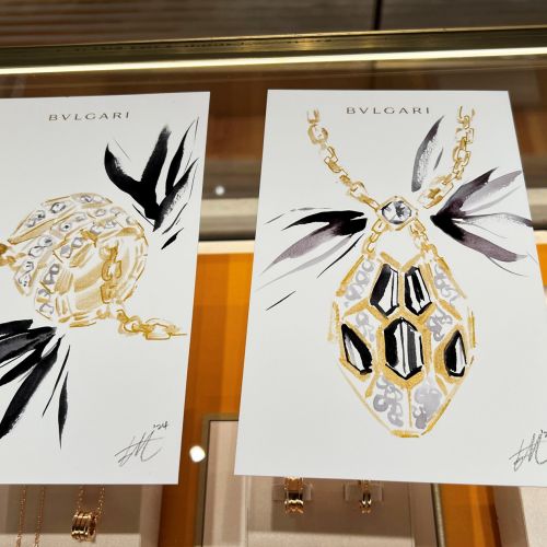 Bulgari earrings painting