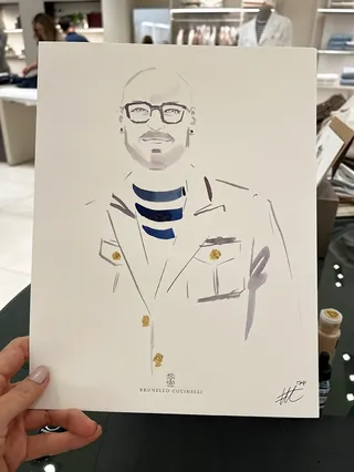 Black and white minimalist illustration of man with glasses and jacket.