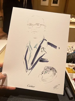 Minimalist watercolor portrait sketch of a man in glasses and suit