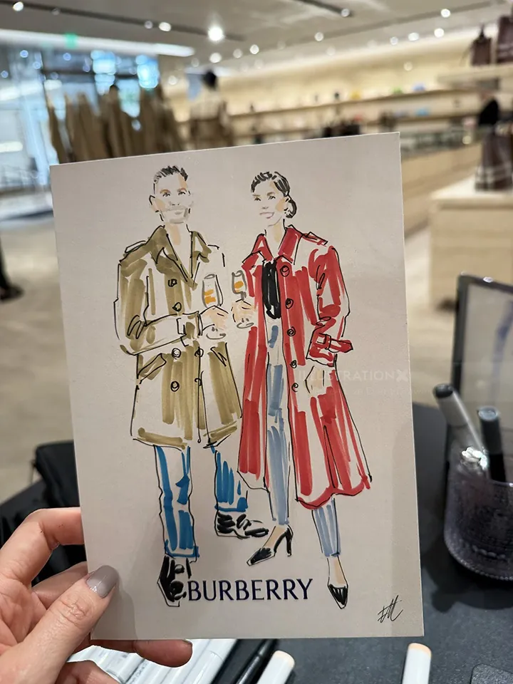 Live Burberry fashion illustration by Elise Lee