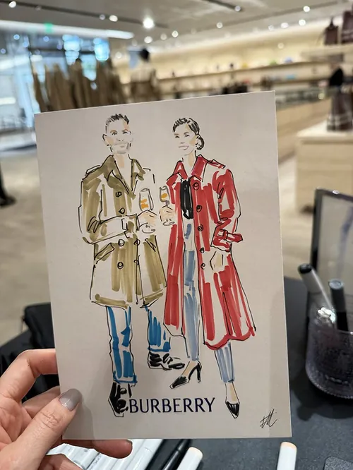 Live Burberry fashion illustration by Elise Lee