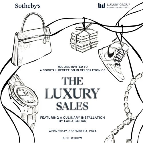 Invitation with luxury fashion and jewelry sketches for cocktail reception