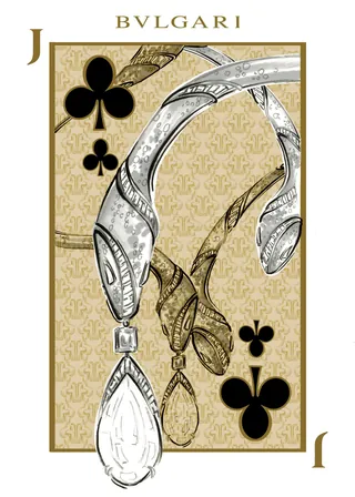 Bvlgari Jack of Clubs card featuring snake and large jewels