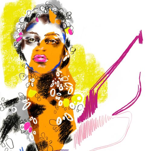 Abstract colorful portrait of a woman by Elly Azizian