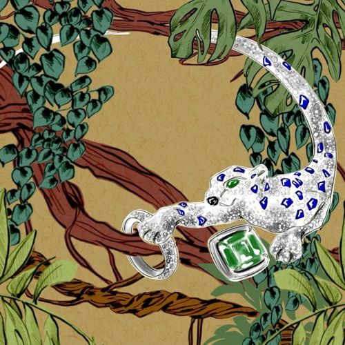 Gemstone lizard climbing jungle vines by Elly Azizian