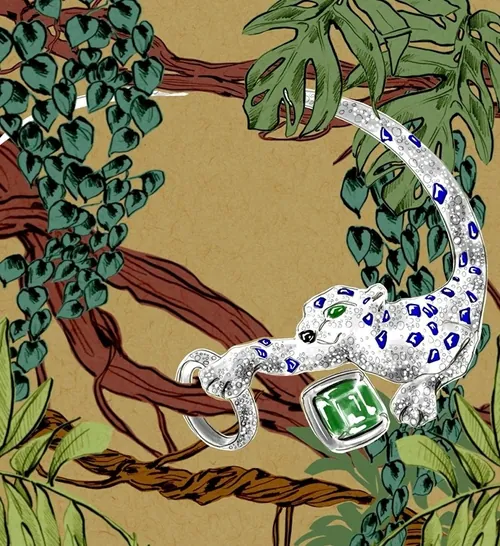Gemstone lizard climbing jungle vines by Elly Azizian