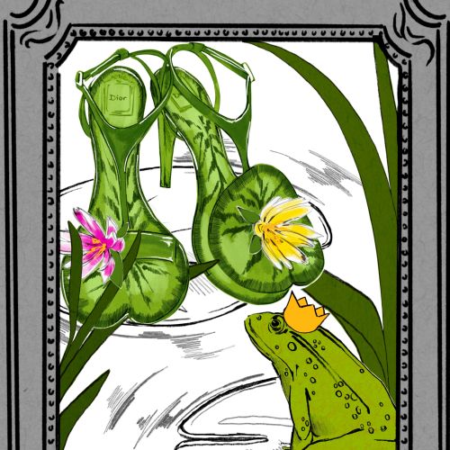 緑色の靴とカエルのイラスト（作者：Elly Azizian）