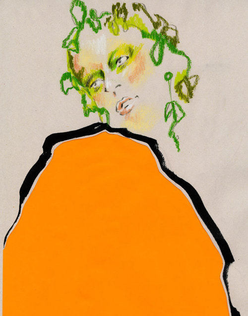 Live Drawing in Orange Dress
