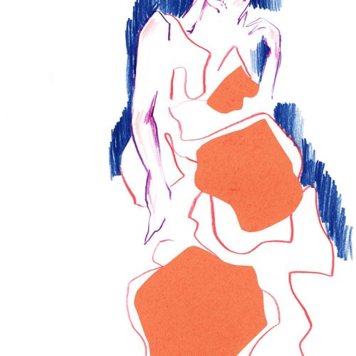 Live Drawing of Woman in orange
