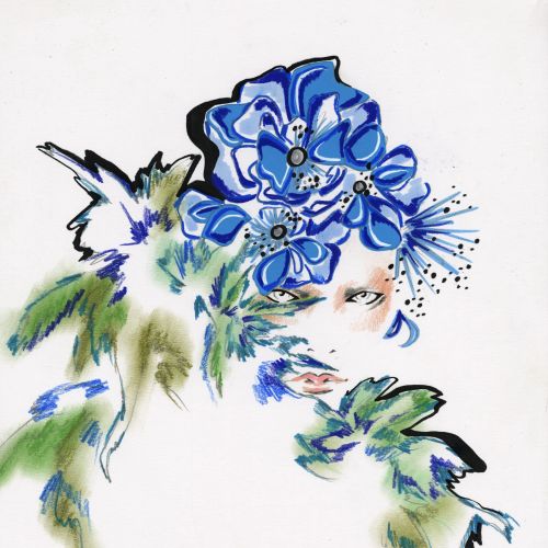Live Drawing of blue flowers
