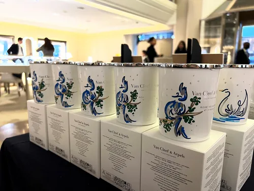 Van Cleef & Arpels scented candles on display by Elly Azizian