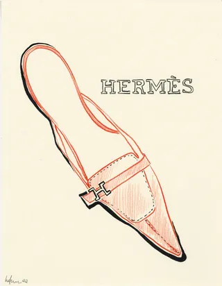 Hermès pointed toe leather shoe sketch by Elly Azizian