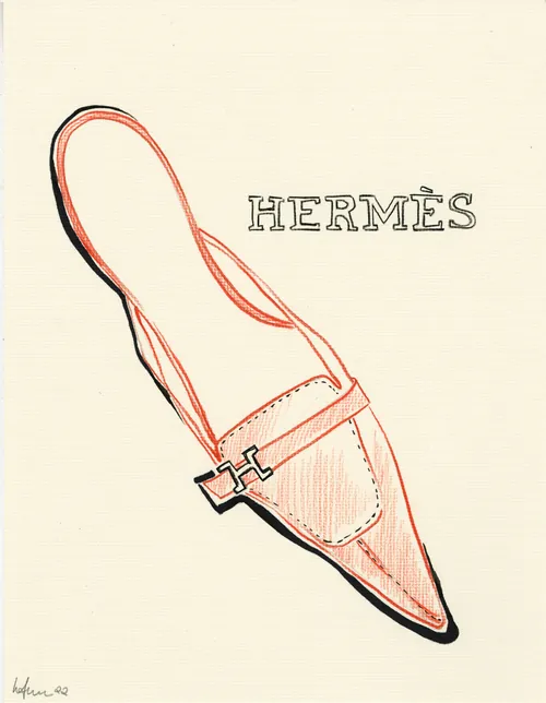 Hermès pointed toe leather shoe sketch by Elly Azizian
