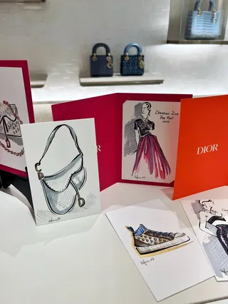 Dior handbags, shoes, and fashion illustrations by Elly Azizian