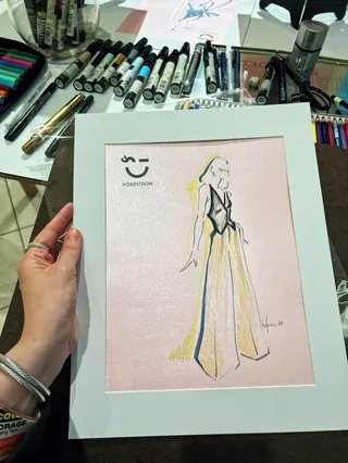 Fashion illustration drawing with markers and art supplies by Elly Azizian