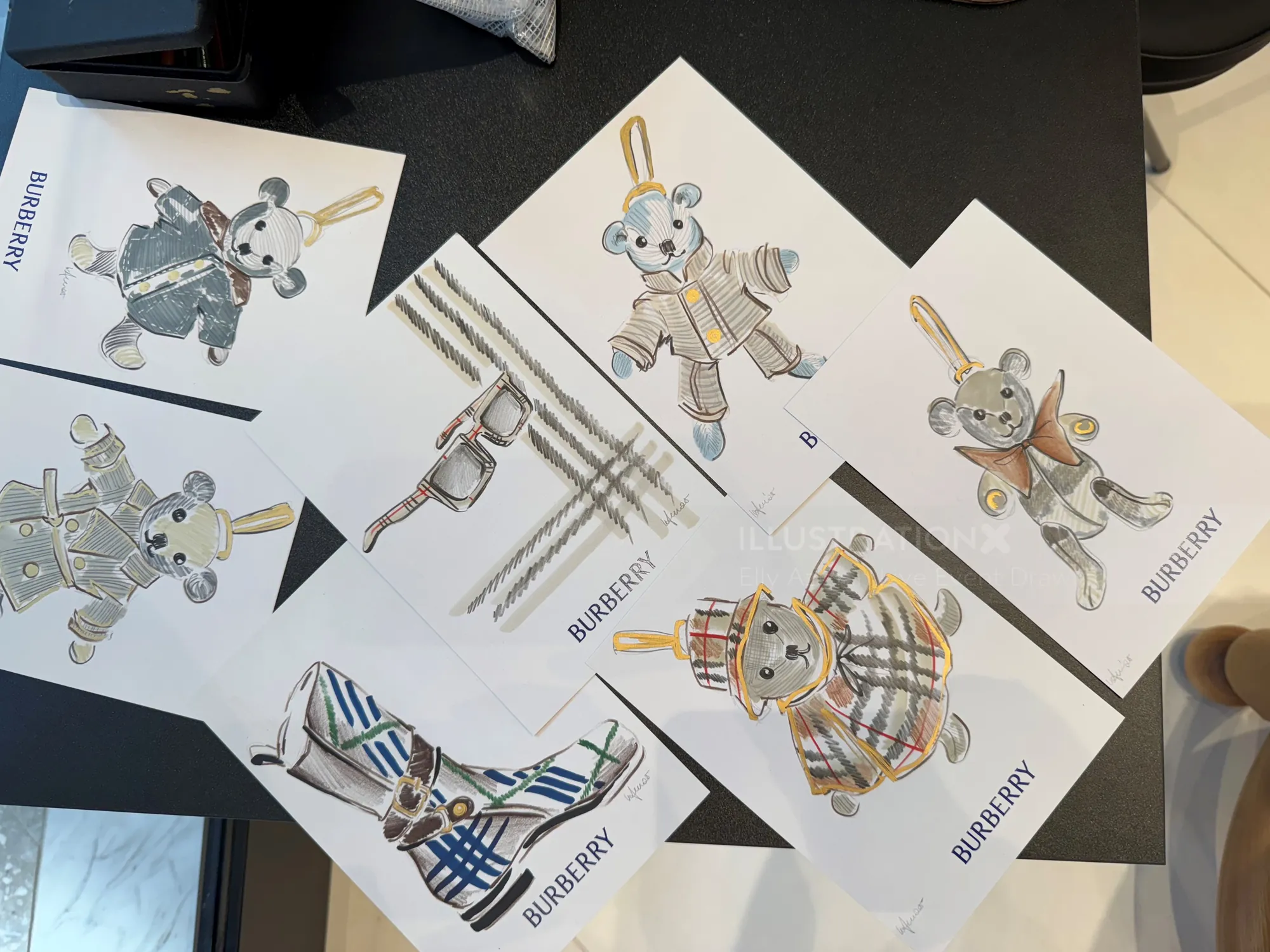 Burberry bear keychain fashion sketches by Elly Azizian