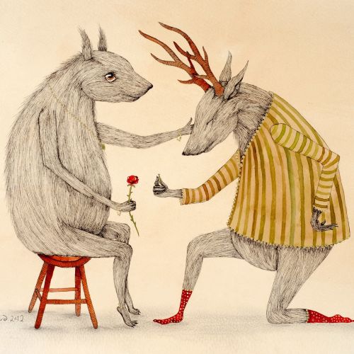 Character design of animal love proposing 