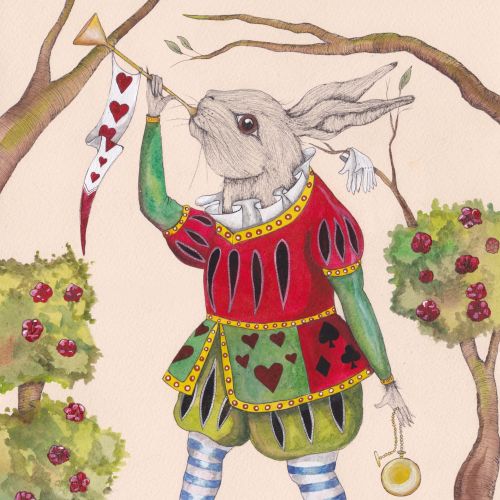 An illustration of rabbit playing music