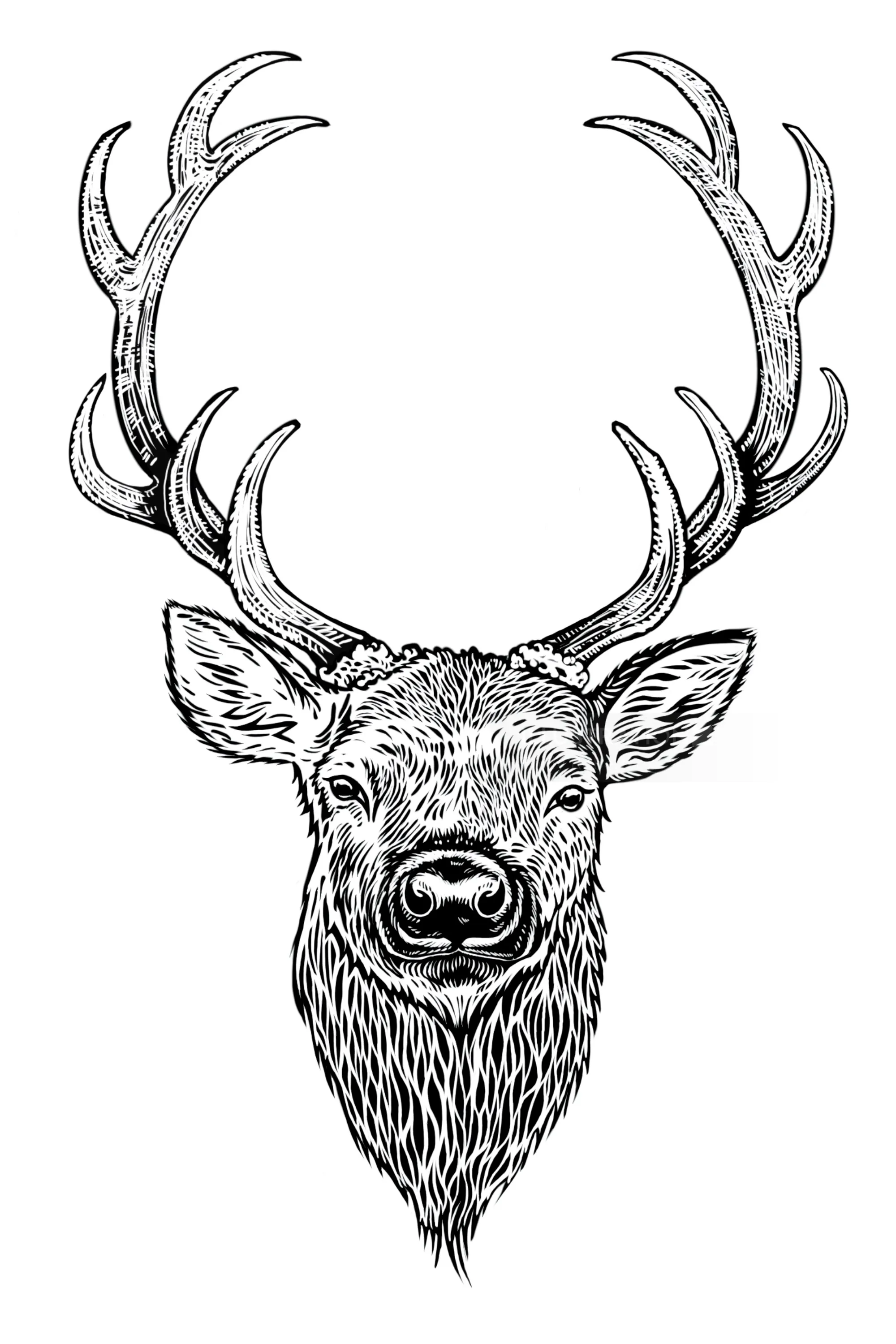 Stag portrait in lino cut style by Emily Robertson