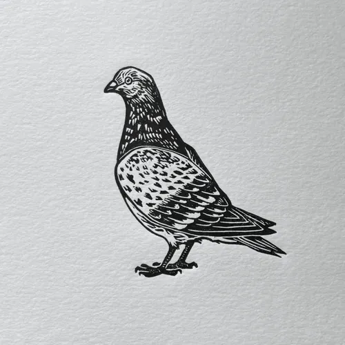 Pigeon linocut print by Emily Robertson