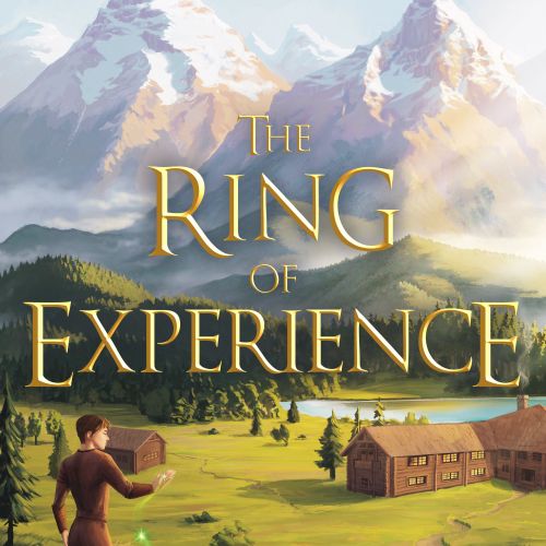 Book cover of The Ring of Experience with mountains and a figure, by Emmeli Markegård