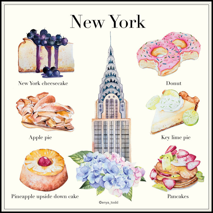 Peinture aquarelle de desserts à New York