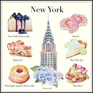 Watercolour painting of desserts in NY