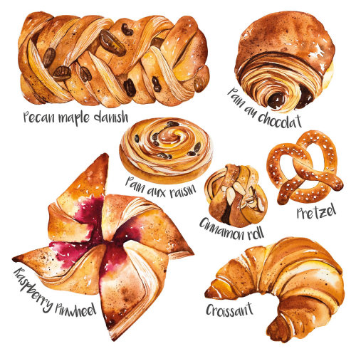 Seleção de ilustração de comida de pastelaria