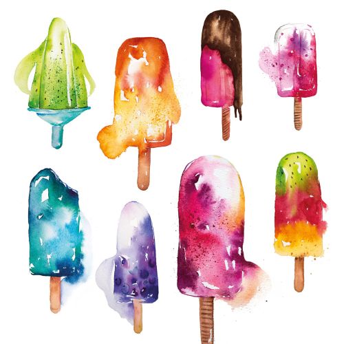 Watercolour painting of ice lollies