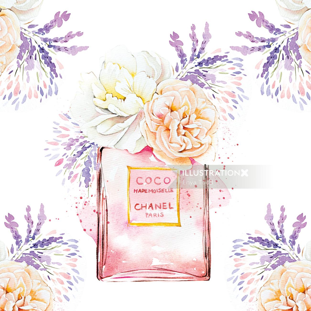 Watercolour of COCO CHANEL perfume