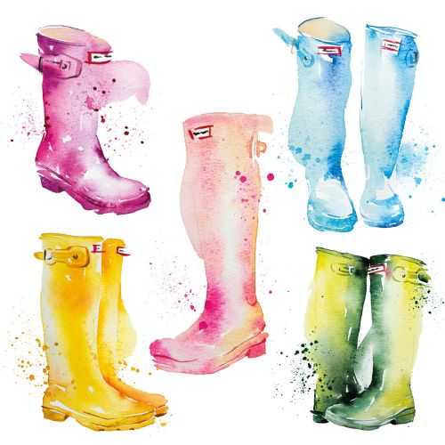 Watercolour of Hunter Boots