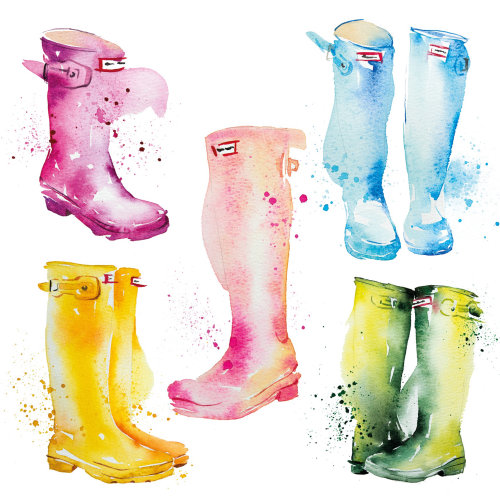 Watercolour of Hunter Boots
