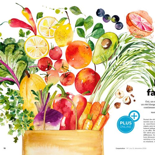 Editorial illustration of Vegetable and Fruits