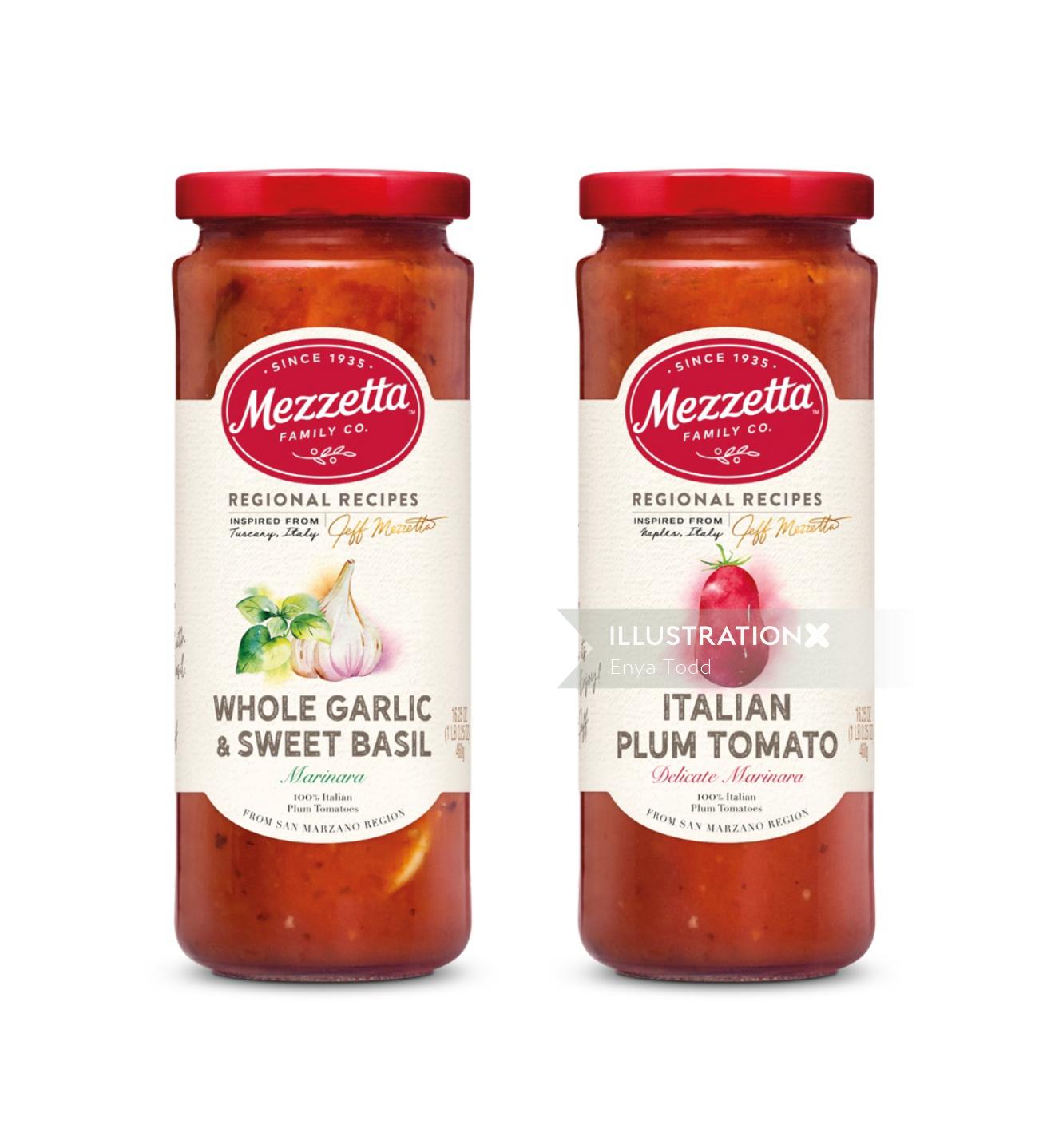 Mezzetta Packaging illustrations