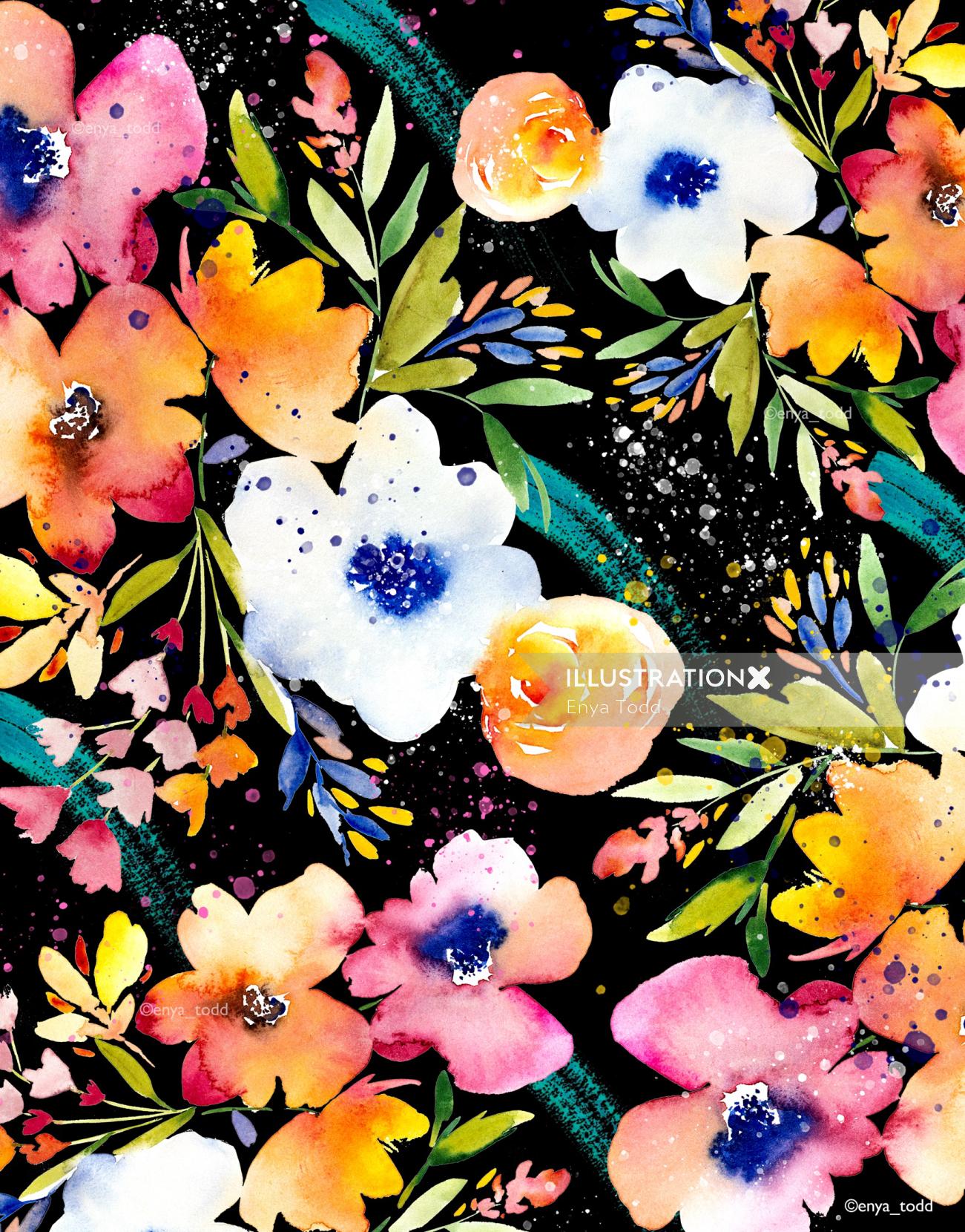 Watercolour Flower pattern
