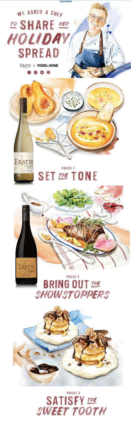 Erath Winery editorial illustration