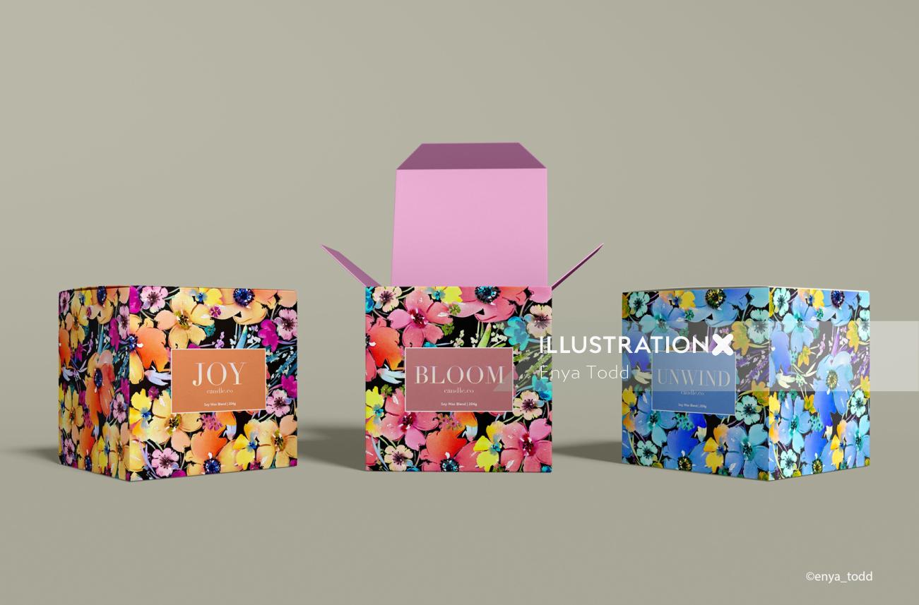 Package design for a set of floral candles