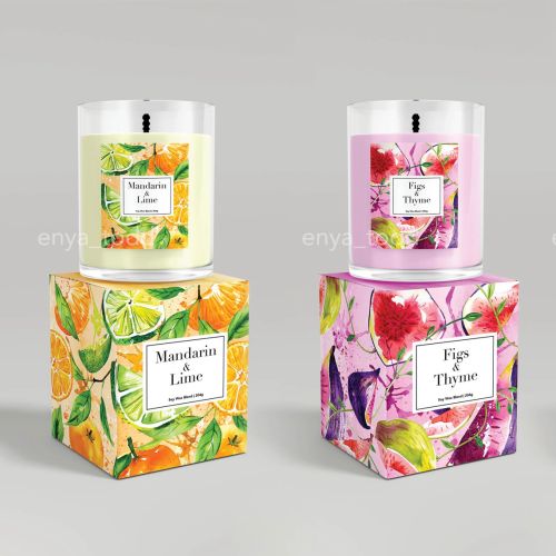 Enya Todd's fruit-themed candle packaging