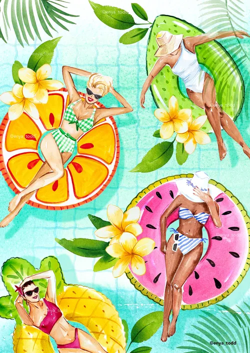 Poolside fun watercolor design