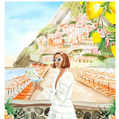 Woman at Amalfi coast by Enya Todd